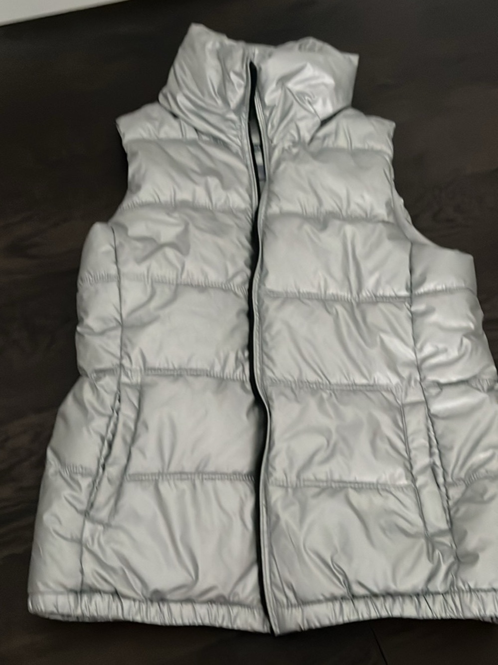 Old Navy Silver Quilted Puffer Vest for Kids